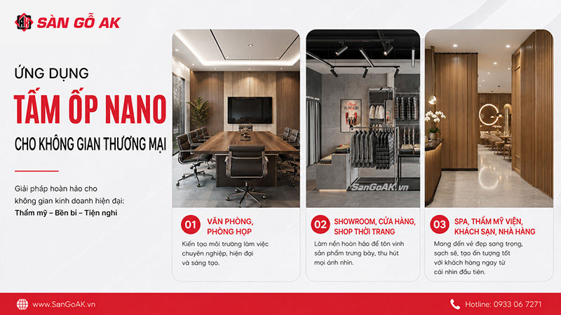 Ứng dụng tấm ốp Nano cho không gian thương mại