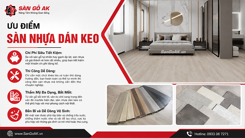 Ưu điểm của sàn nhựa dán keo