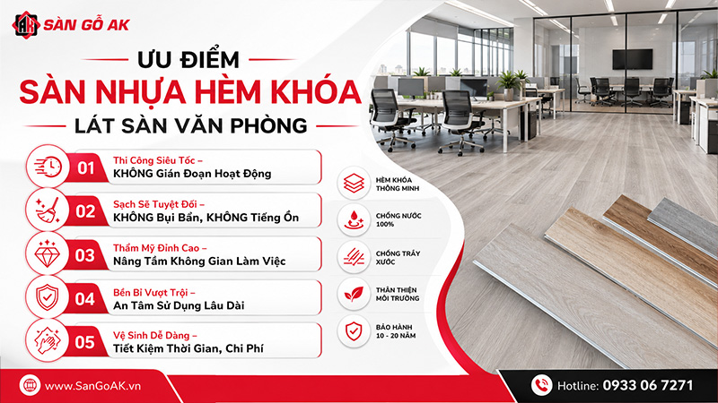 Ưu điểm của sàn nhựa hèm khóa lát văn phòng