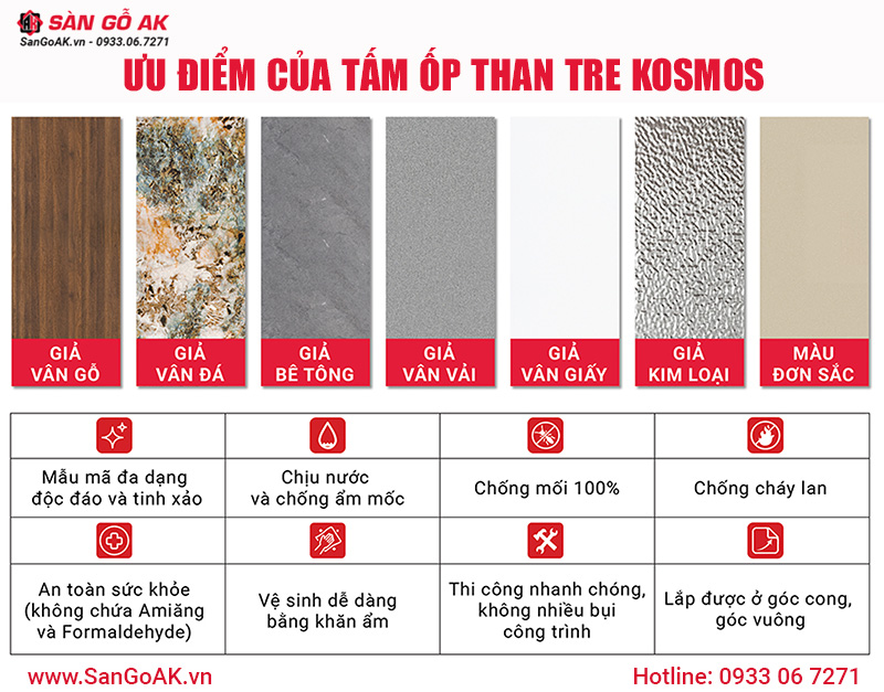 Ưu điểm nổi bật của tấm ốp than tre Kosmos