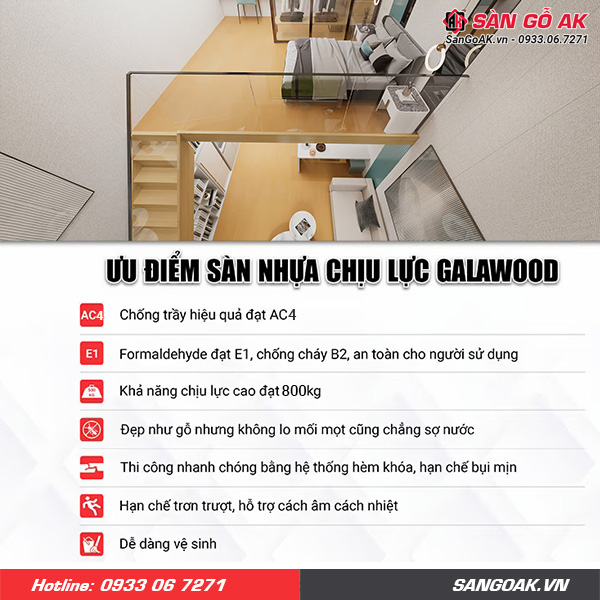Sàn chịu lực Galawood sở hữu nhiều ưu điểm vượt trội