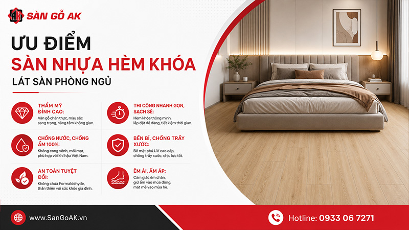 Ưu điểm của sàn nhựa hèm khóa khi lát sàn phòng ngủ