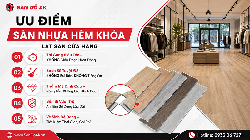 Ưu điểm của sàn nhựa hèm khóa lát cửa hàng