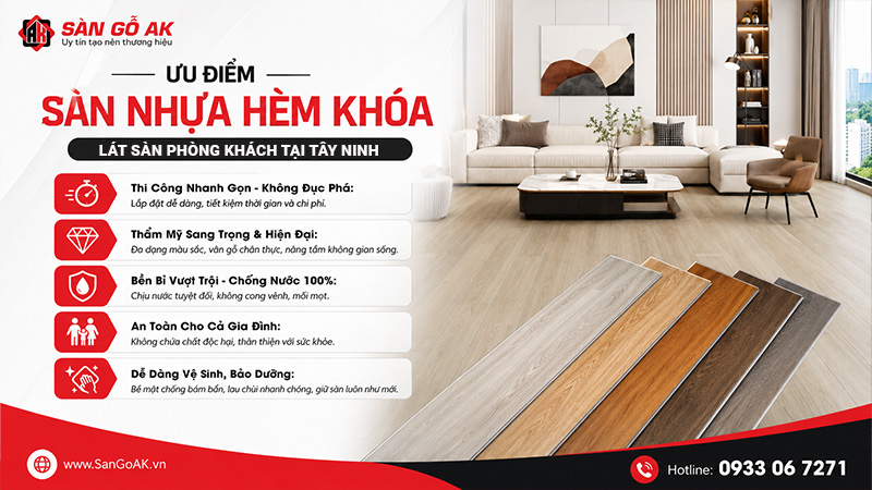 Ưu điểm sàn nhựa hèm khóa lát sàn khi phòng khách