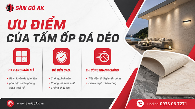 Tấm ốp đá dẻo có độ bền cao, đa dạng mẫu mã và dễ thi công