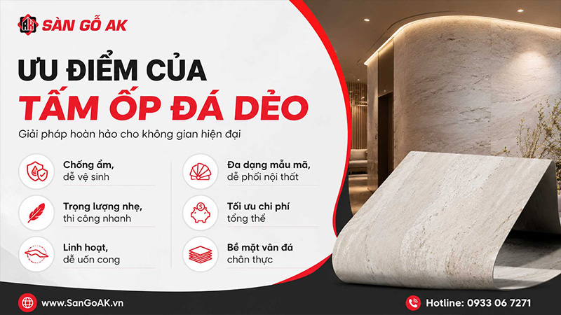 Tấm đá dẻo là vật liệu trang trí nội, ngoại thất có nhiều ưu điểm nổi bật