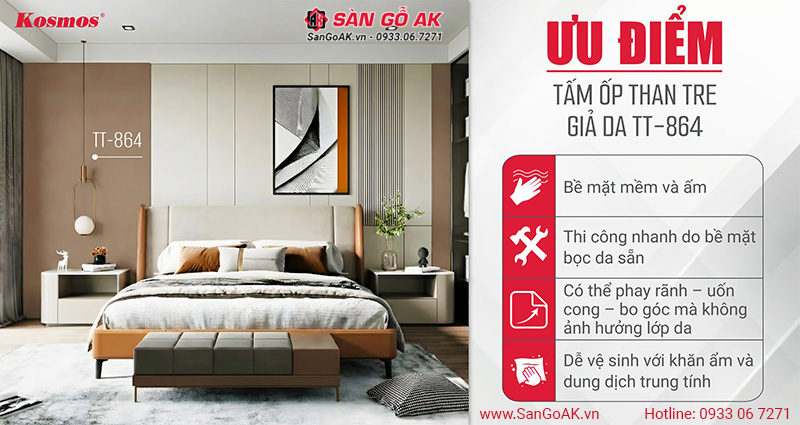 Ưu điểm tấm ốp than tre giả da TT-864