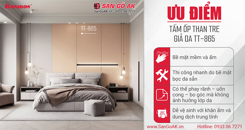 Ưu điểm tấm ốp than tre giả da TT-865