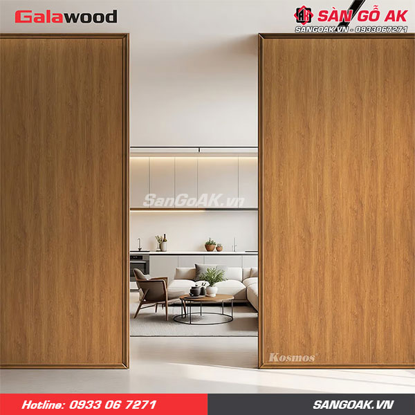 Bộ vách ngăn nhựa Galawood mã màu 906 vân gỗ vàng cam