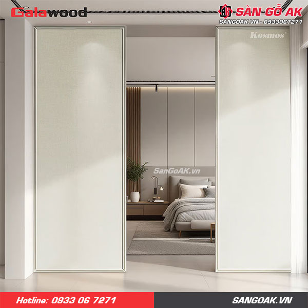 Bộ vách ngăn giả gỗ vàng sồi đậm Galawood giúp phân chia không gian hoàn hảo