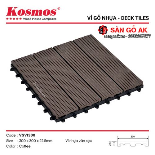 Vỉ gỗ nhựa ngoài trời Kosmos - Vân sọc VSVI300 Coffee