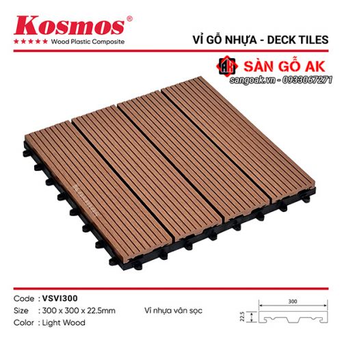 Vỉ gỗ nhựa ngoài trời Kosmos - Vân sọc VSVI300 Light Wood