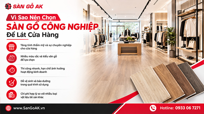 Vì sao nên chọn sàn gỗ công nghiệp để lát cửa hàng